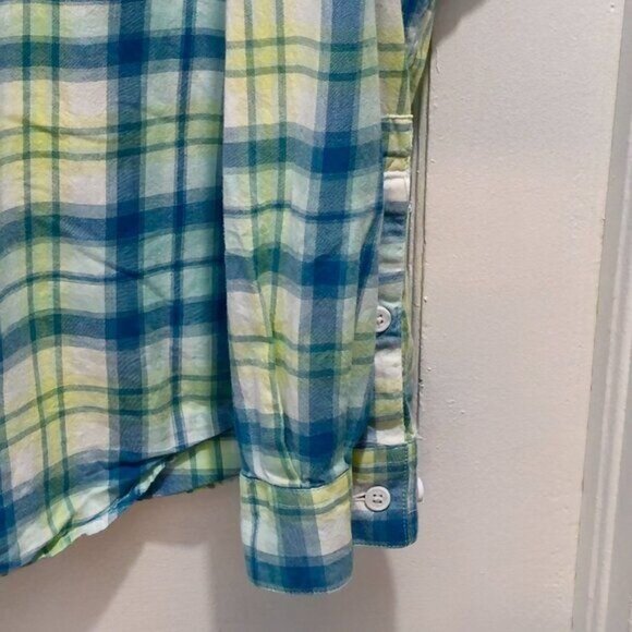 Columbia Men's Button-Up Plaid Shirt Large L/S Blue & Yellow Cotton - Picture 4 of 10